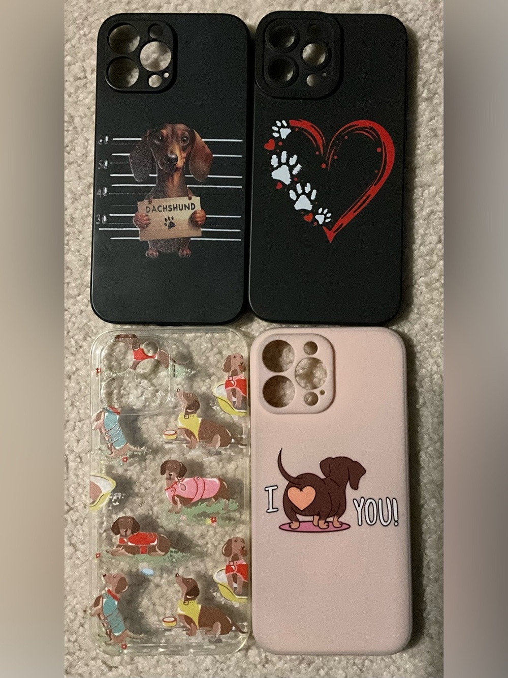 Apple iPhone Cases Dachshund Dog Designs Black Pink Clear